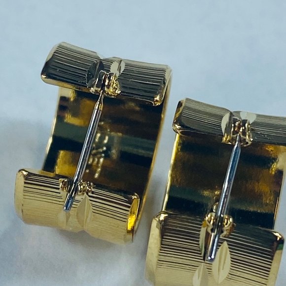 Monet Wide Hoop Pierced Earrings Shiny Gold Tone Womens Clip Fastener Classic - Picture 3 of 16